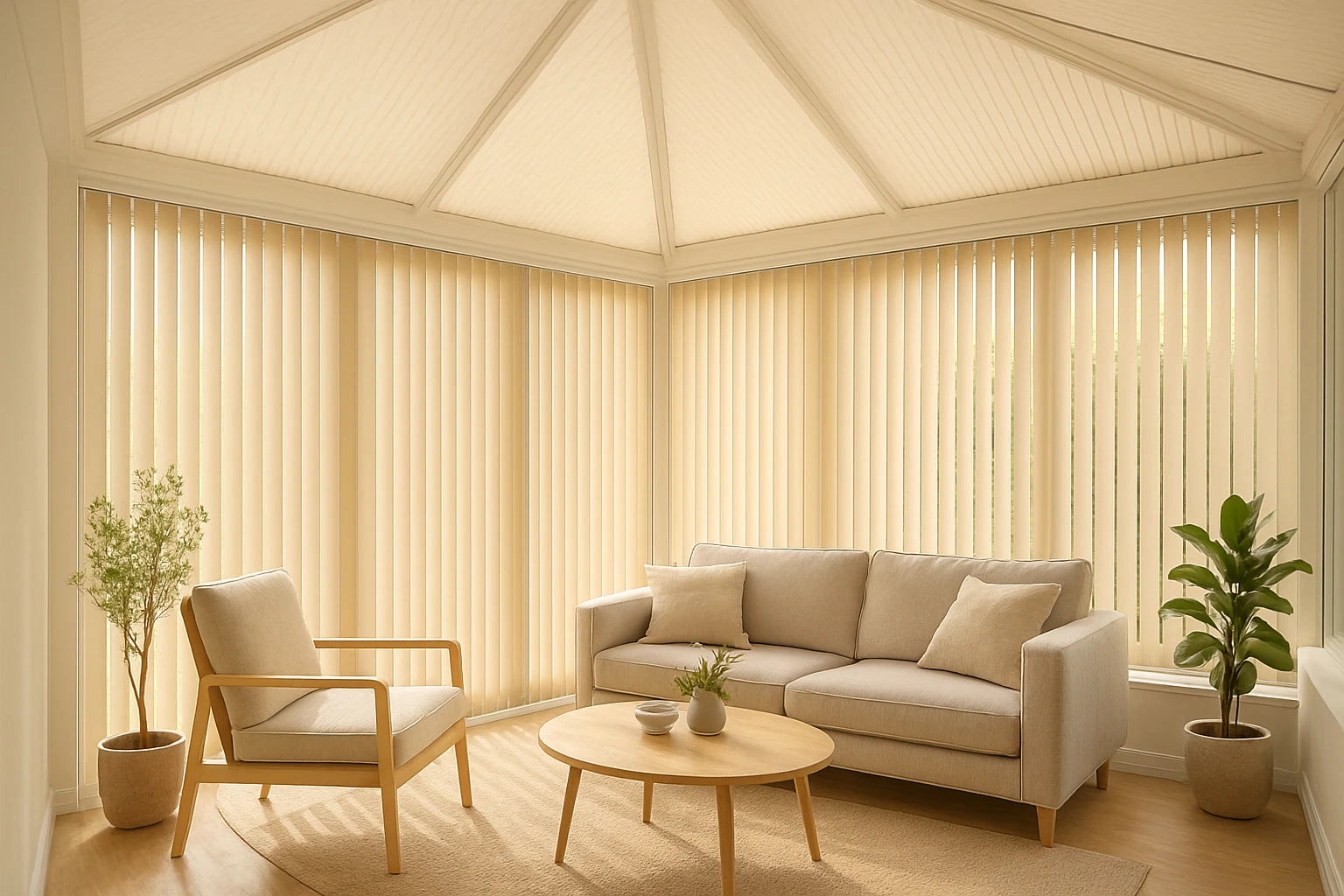 Conservatory with vertical blinds