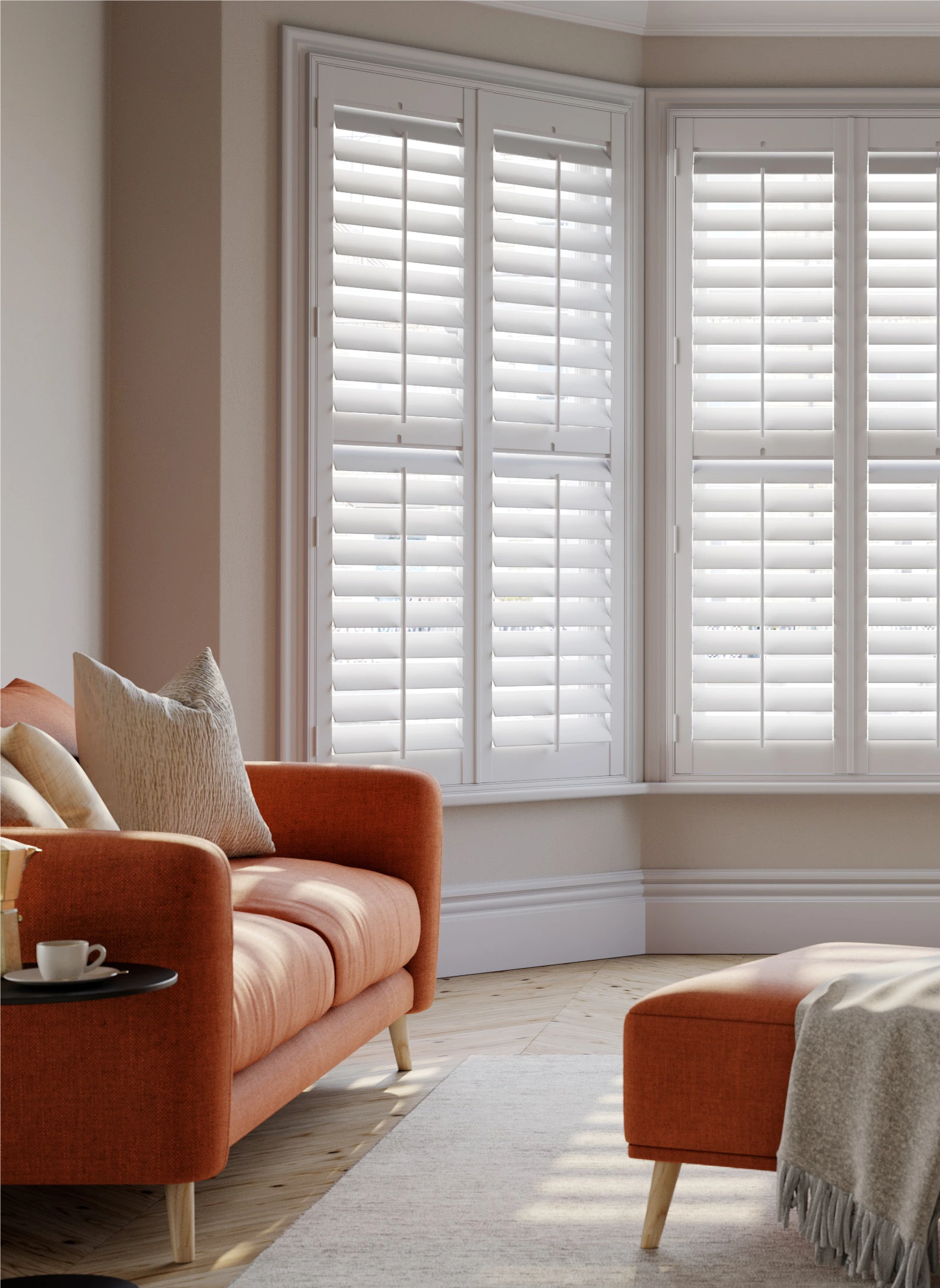 Vivid White Bay Window Shutter